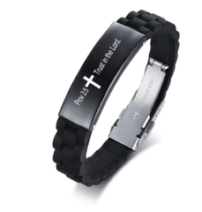Christian Bible Verse Black Inspirational ID Bracelet