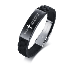 Christian Bible Verse Black Inspirational ID Bracelet