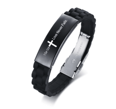 Christian Bible Verse Black Inspirational ID Bracelet