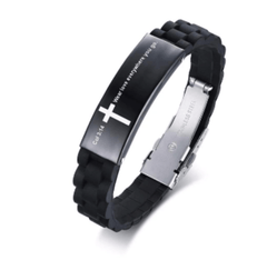 Christian Bible Verse Black Inspirational ID Bracelet