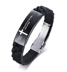 Christian Bible Verse Black Inspirational ID Bracelet