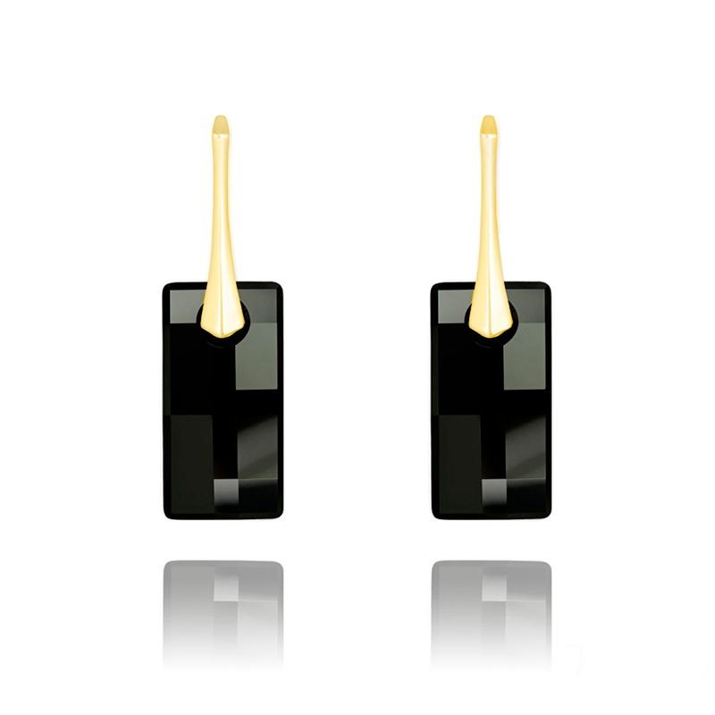24K Gold Leverback Jet Earrings
