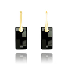 24K Gold Leverback Jet Earrings