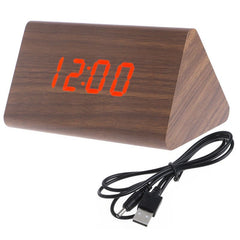 Electronic Digital Display Wooden Clock Brown