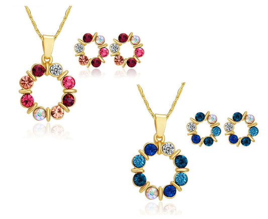 Gold Crystal Beads Necklace Set