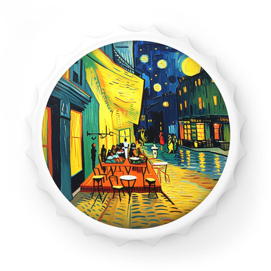Café Terrace at Night Bottle Opener