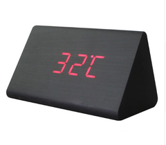 Electronic Digital Display Wooden Clock Black