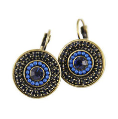 Circular Dark Blue Drop Earrings