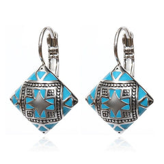 3 x Square Enamel Drop Earrings Set