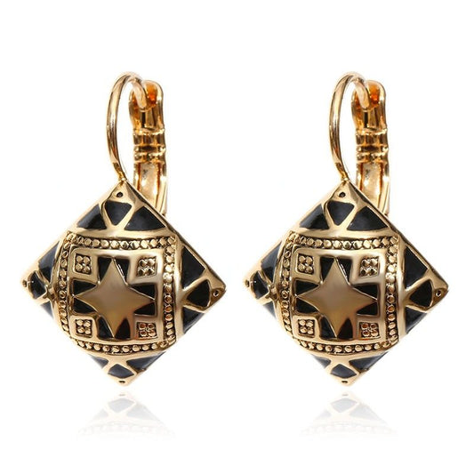 3 x Square Enamel Drop Earrings Set