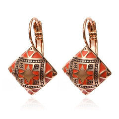 3 x Square Enamel Drop Earrings Set