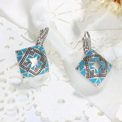 3 x Square Enamel Drop Earrings Set