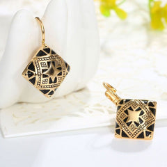 3 x Square Enamel Drop Earrings Set