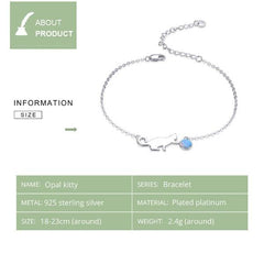 Cat Bracelet Silver with Opal