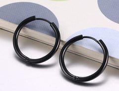 Black Stainless Steel Hoop Earrings