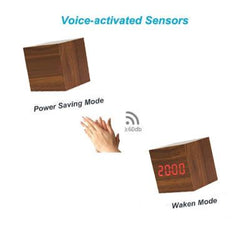 LED Digital Wooden Alarm Clock - Brown