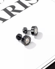 Black Roman Numeral Stud Earrings for Men