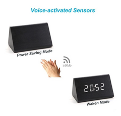 Electronic Digital Display Wooden Clock Black