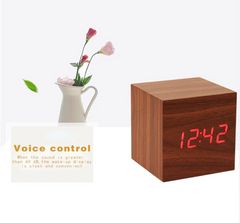 LED Digital Wooden Alarm Clock - Brown