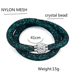 6 x Crystal Mesh Bracelets Set