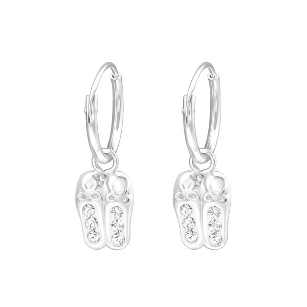 Silver Ballerina Shoes hoop Earring With Swarovski Crystal