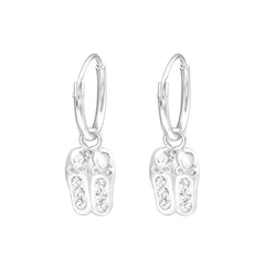 Silver Ballerina Shoes hoop Earring With Swarovski Crystal