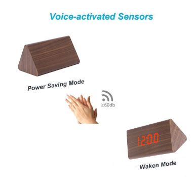Electronic Digital Display Wooden Clock Brown