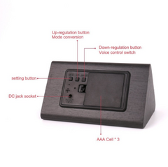 Electronic Digital Display Wooden Clock Black