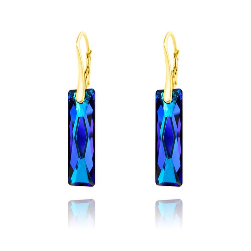 24K Gold Heart Earrings Blue