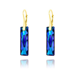 24K Gold Heart Earrings Blue