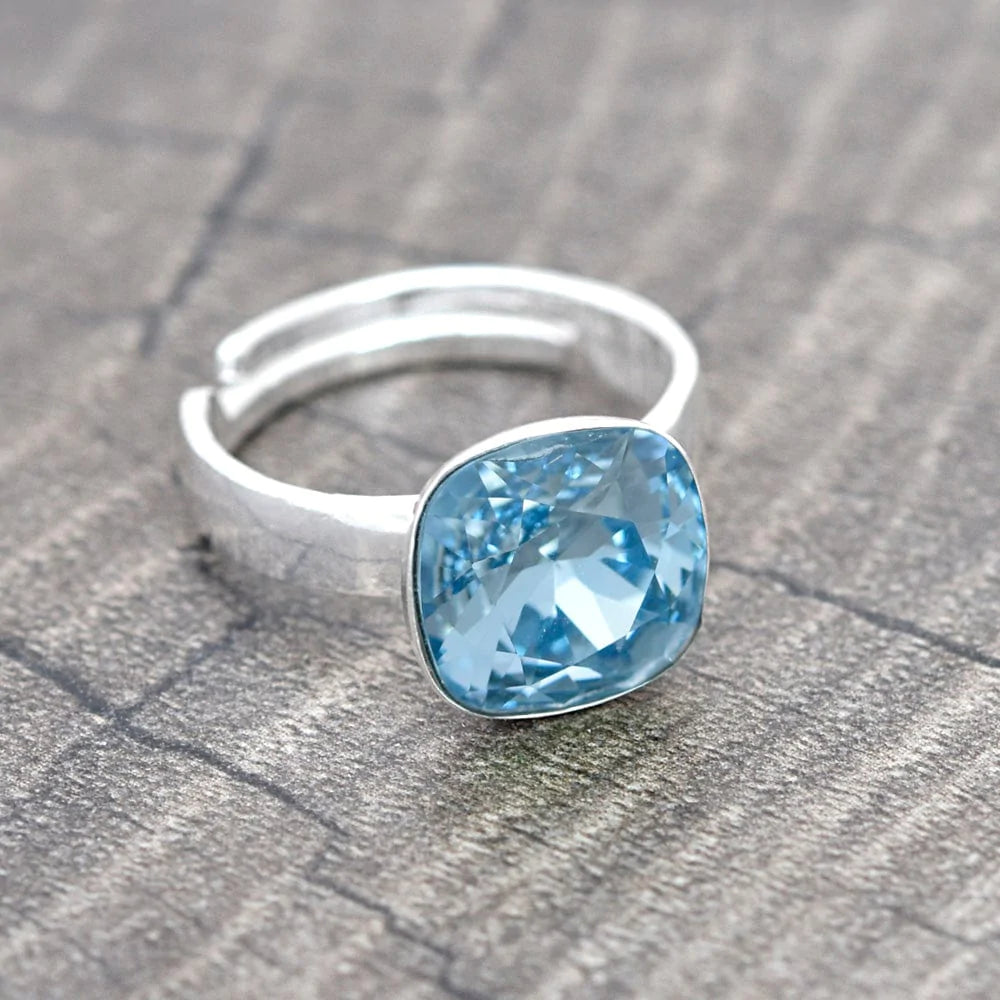 Aquamarine Adjustable Silver Ring