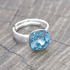 Aquamarine Adjustable Silver Ring