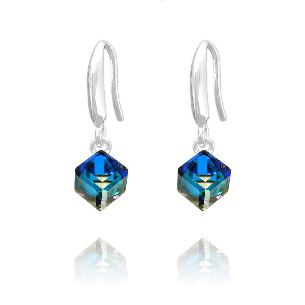 Blue Crystal Cube Earrings