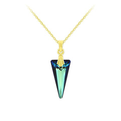 24K Silver Gold Blue Pendant Necklace with Swarovski Crystal