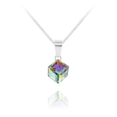 Crystal White AB Cube Necklace