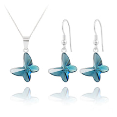 Blue Butterfly Silver Jewellery Set