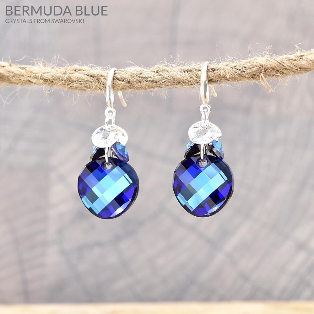 Crystal Blue Cluster Earrings