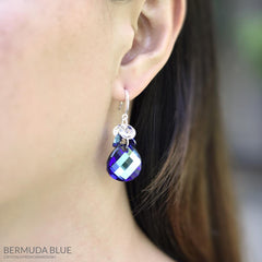 Blue Crystal Cluster Earrings