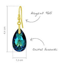 24K Gold Bermuda Blue Pear Earrings