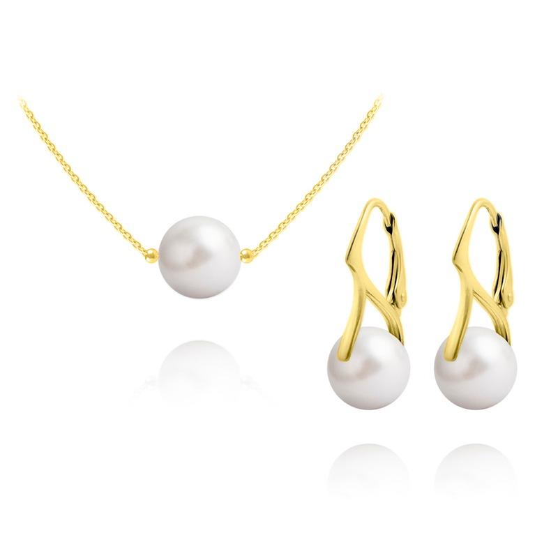 24K Gold and White Pearl Jewelry Set