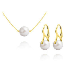 24K Gold and White Pearl Jewelry Set
