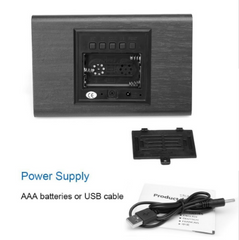 Electronic Digital Display Wooden Clock Black