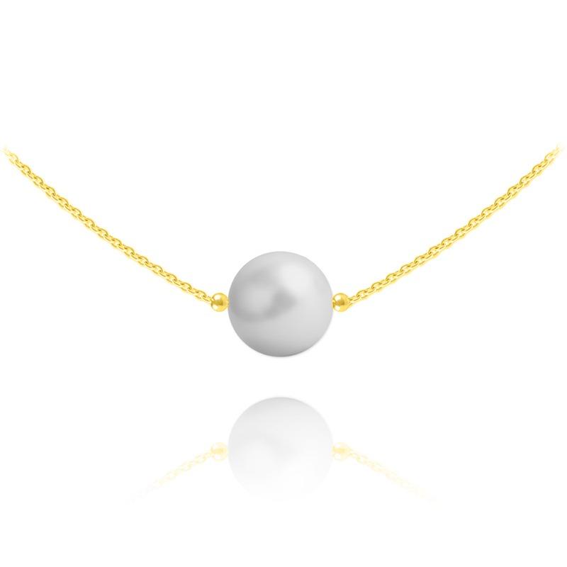 24K Gold Grey Pearl Choker Necklace