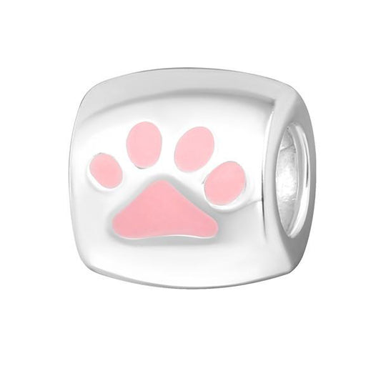Silver Dog Footprint Charm Bead