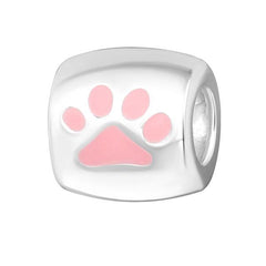 Silver Dog Footprint Charm Bead