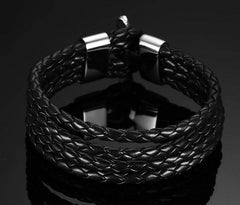 Black Braided Leather Strings Bracelet
