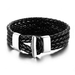Black Braided Leather Strings Bracelet