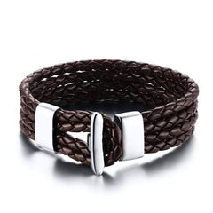 Black Braided Leather Strings Bracelet