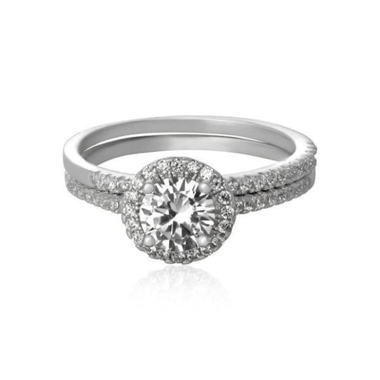 Crystal Studded Wedding Ring Set