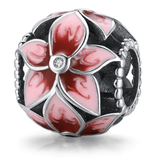 Blooming Flower Silver Charm for Bracelets